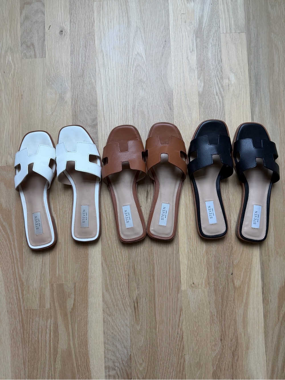 Steve Madden Haydn Slide Sandals Bundle - Black, Cognac & White - Size 8.5